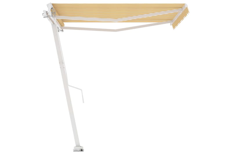 Fristående markis manuellt infällbar 350x250 cm gul/vit - Gul - Utemöbler - Solskydd - Markiser
