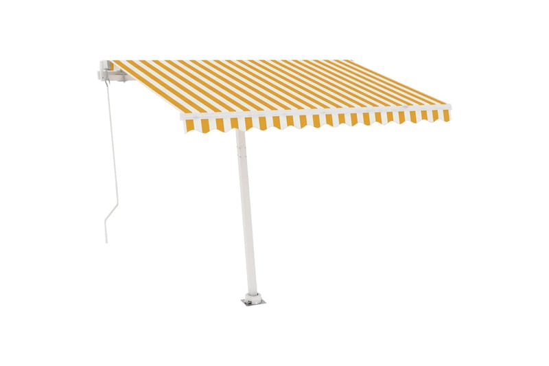 Fristående markis manuellt infällbar 350x250 cm gul/vit - Gul - Utemöbler - Solskydd - Markiser