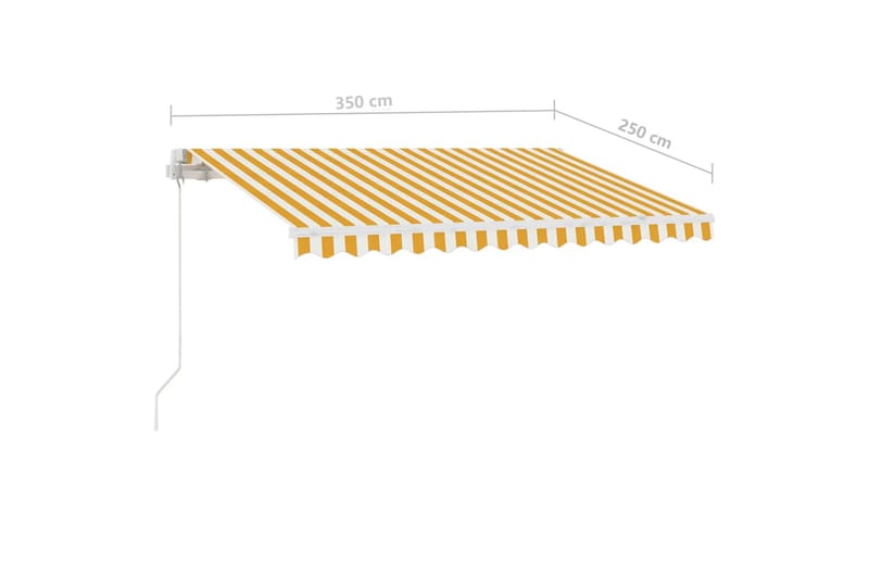 Fristående markis manuellt infällbar 350x250 cm gul/vit - Gul - Utemöbler - Solskydd - Markiser