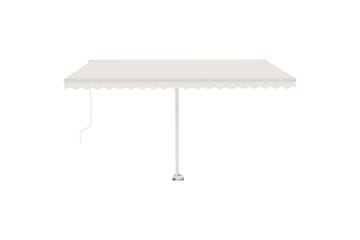 Fristående markis manuellt infällbar 450x300 cm gräddvit - Vit - Utemöbler - Solskydd - Markiser