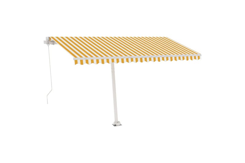Fristående markis manuellt infällbar 450x350 cm gul/vit - Gul - Utemöbler - Solskydd - Markiser