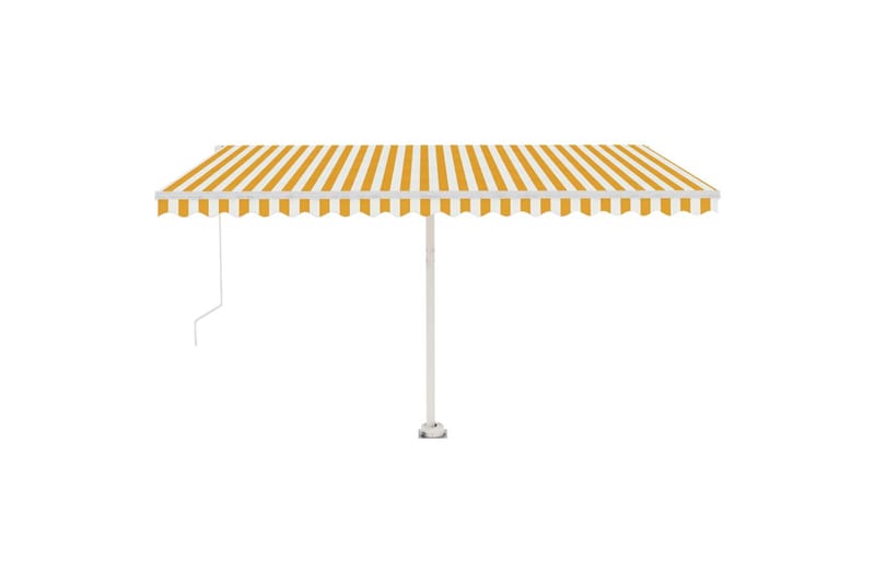 Fristående markis manuellt infällbar 450x350 cm gul/vit - Gul - Utemöbler - Solskydd - Markiser