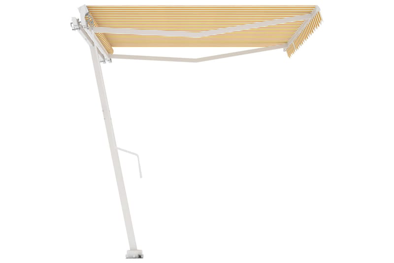 Fristående markis manuellt infällbar 450x350 cm gul/vit - Gul - Utemöbler - Solskydd - Markiser