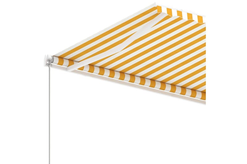 Fristående markis manuellt infällbar 450x350 cm gul/vit - Gul - Utemöbler - Solskydd - Markiser
