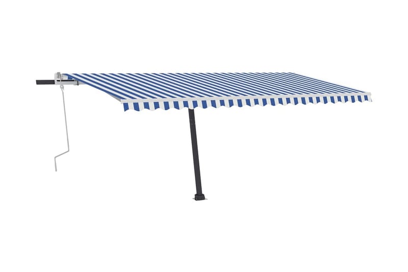 Fristående markis manuellt infällbar 500x350 cm blå/vit - Blå - Utemöbler - Solskydd - Markiser - Fönstermarkis