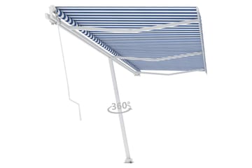 Fristående markis manuellt infällbar 600x300 cm blå/vit