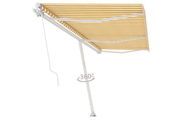 Fristående markis manuellt infällbar 600x300 cm gul/vit