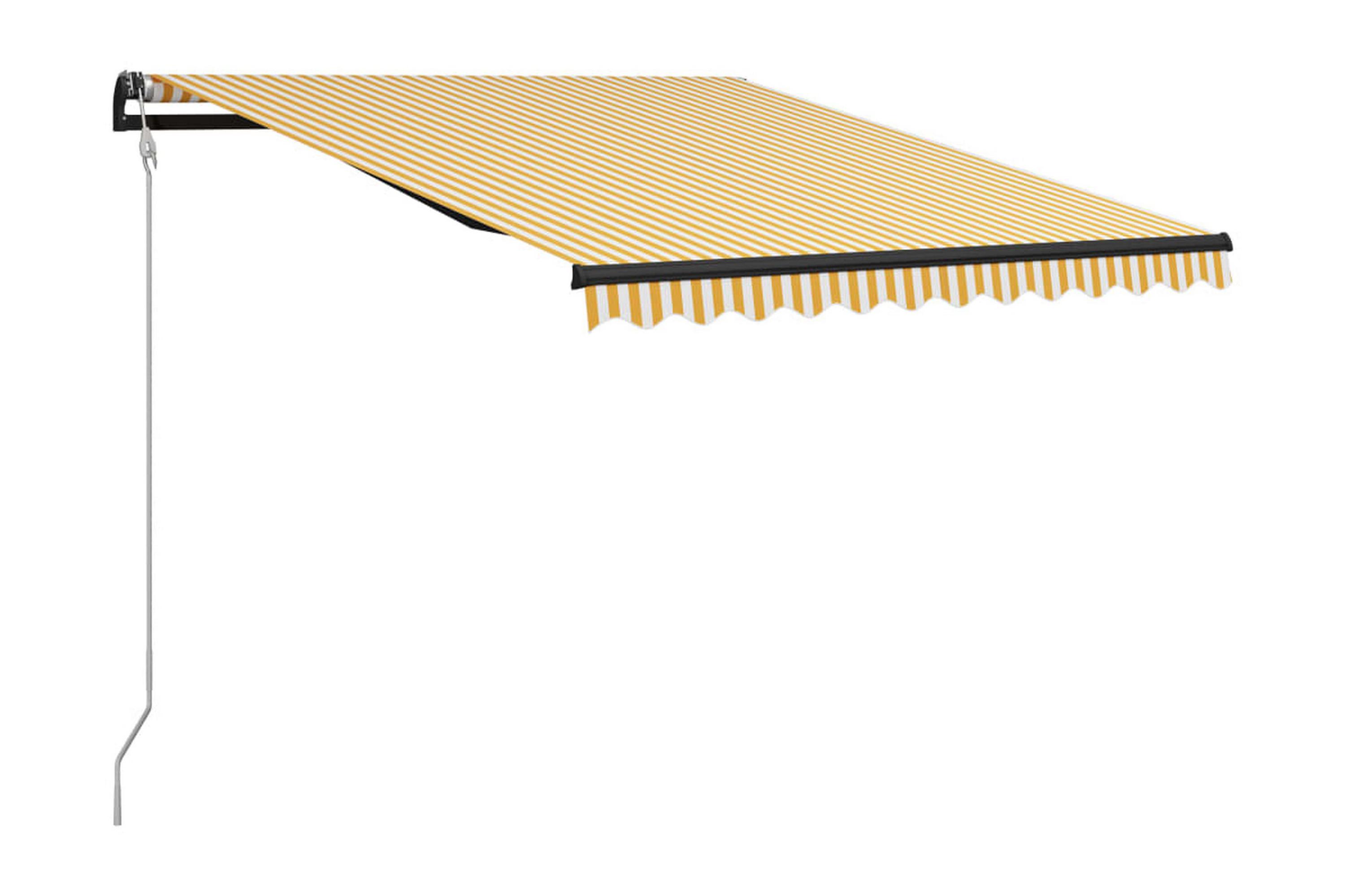 Infällbar markis med vindsensor & LED 300×250 cm gul och vit – Gul