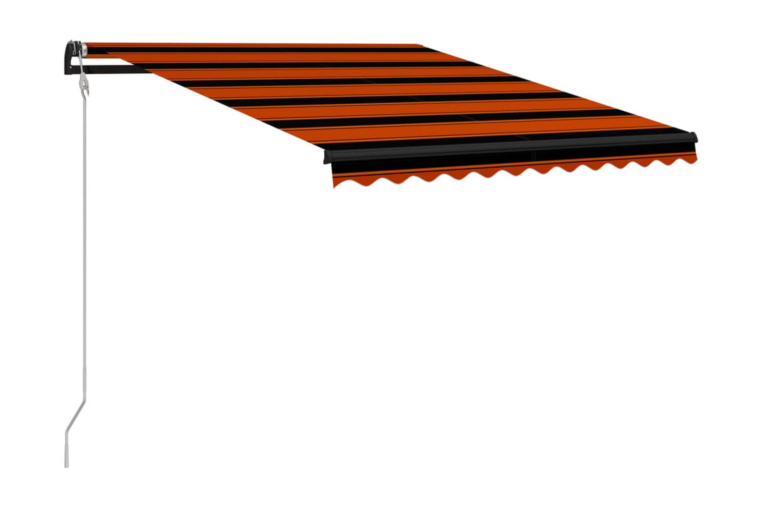 Infällbar markis med vindsensor & LED 300×250 cm orange & br – Orange