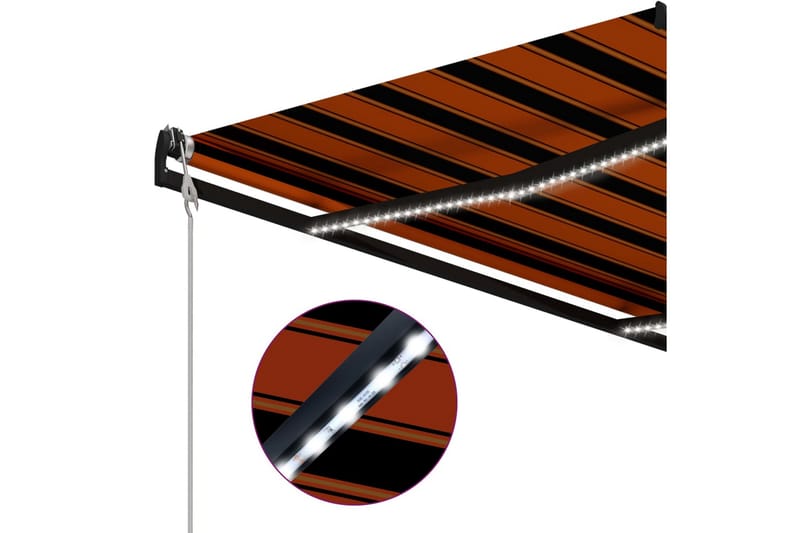 Infällbar markis med vindsensor & LED 300x250 cm orange & br - Orange - Fönstermarkis - Markiser