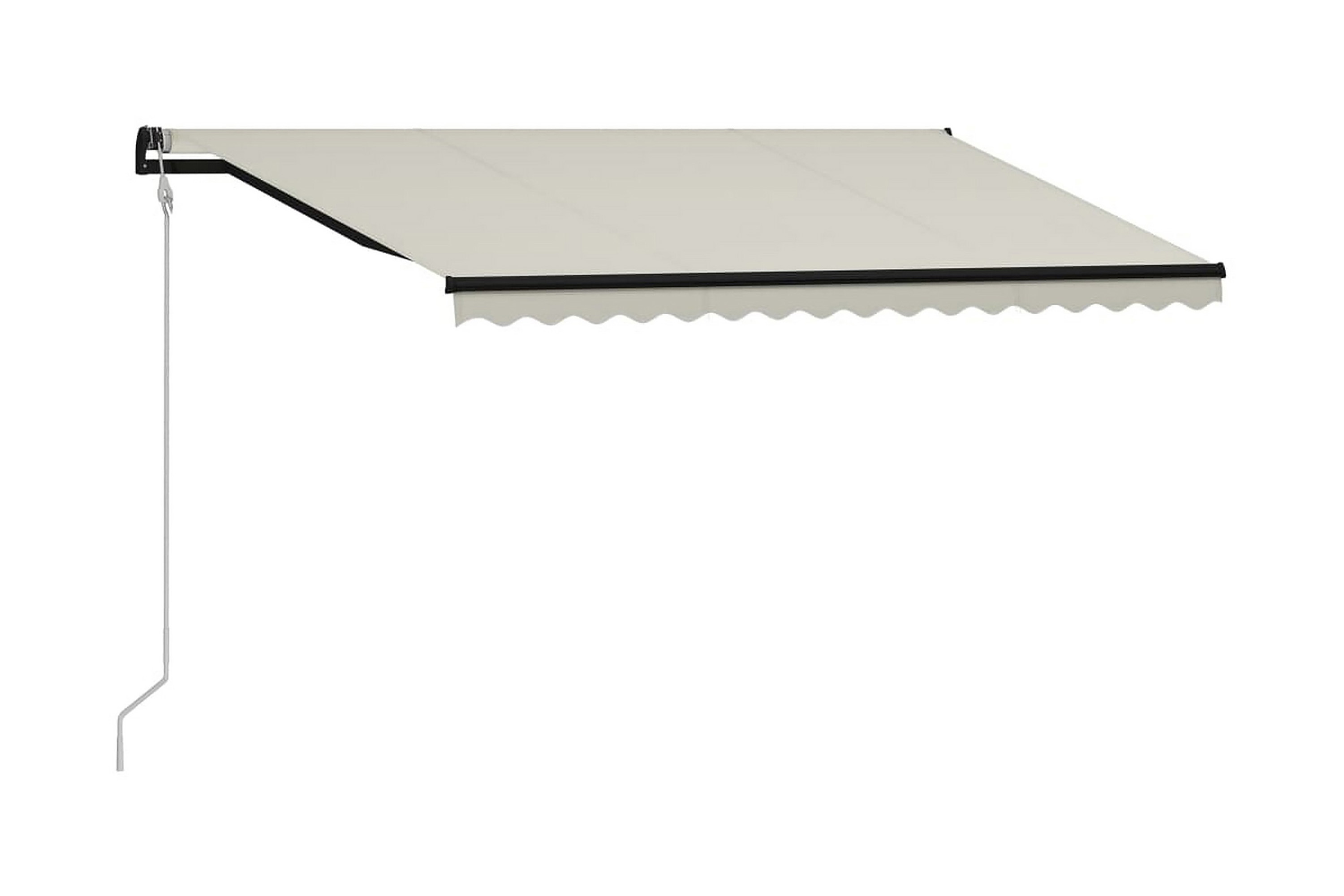 Infällbar markis med vindsensor & LED 400×300 cm gräddvit – Vit