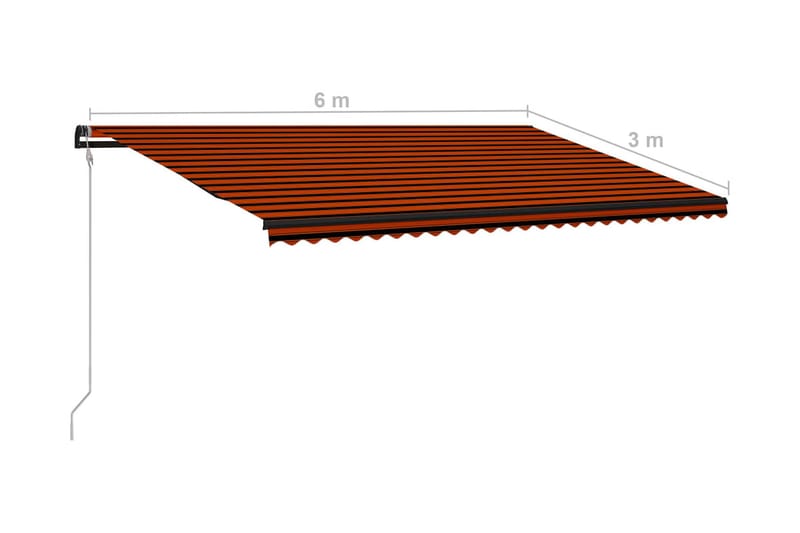 Infällbar markis med vindsensor & LED 600x300 cm - Orange - Markiser - Terrassmarkis