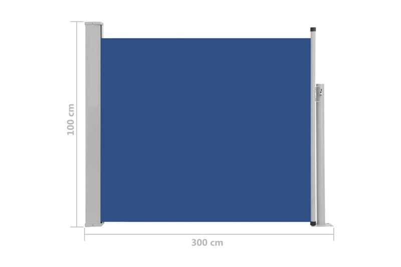 Infällbar sidomarkis 100x300 cm blå - Blå - Utemöbler - Solskydd - Markiser - Sidomarkis