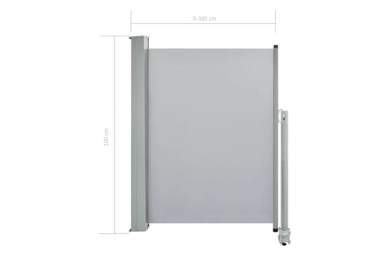 Infällbar sidomarkis 100x300 cm grå - Grå - Sidomarkis - Skärmskydd & vindskydd - Markiser