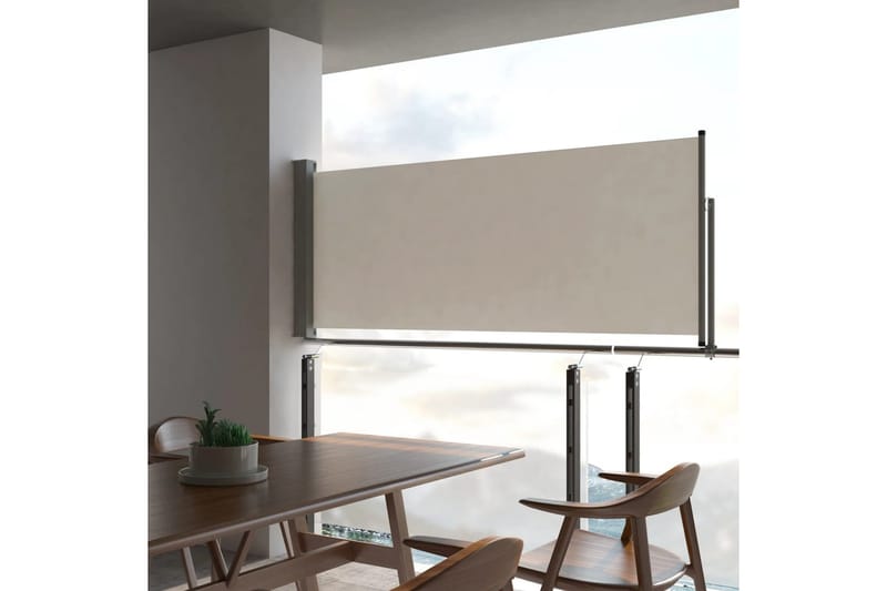 Infällbar sidomarkis 100x300 cm gräddvit - Vit - Utemöbler - Solskydd - Markiser - Sidomarkis
