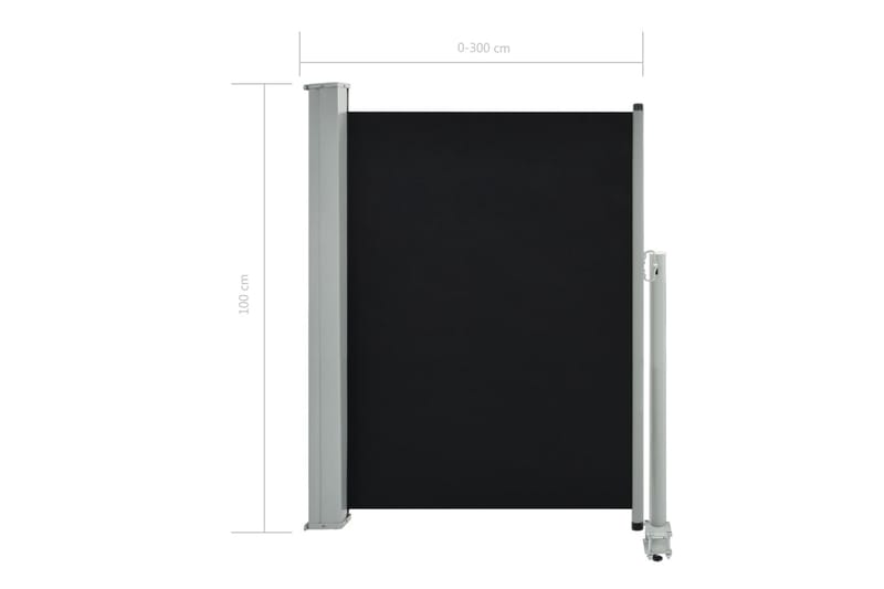 Infällbar sidomarkis 100x300 cm svart - Svart - Sidomarkis - Skärmskydd & vindskydd - Markiser