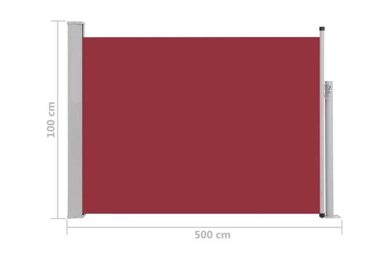 Infällbar sidomarkis 100x500 cm röd - Röd - Sidomarkis - Skärmskydd & vindskydd - Markiser