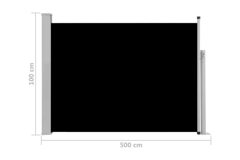 Infällbar sidomarkis 100x500 cm svart - Svart - Utemöbler - Solskydd - Markiser - Sidomarkis