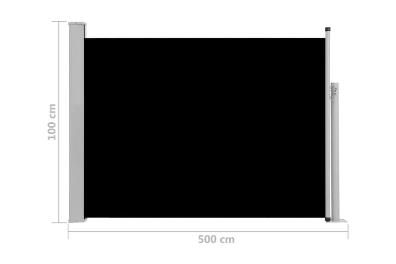 Infällbar sidomarkis 100x500 cm svart - Svart - Markiser - Sidomarkis - Skärmskydd & vindskydd