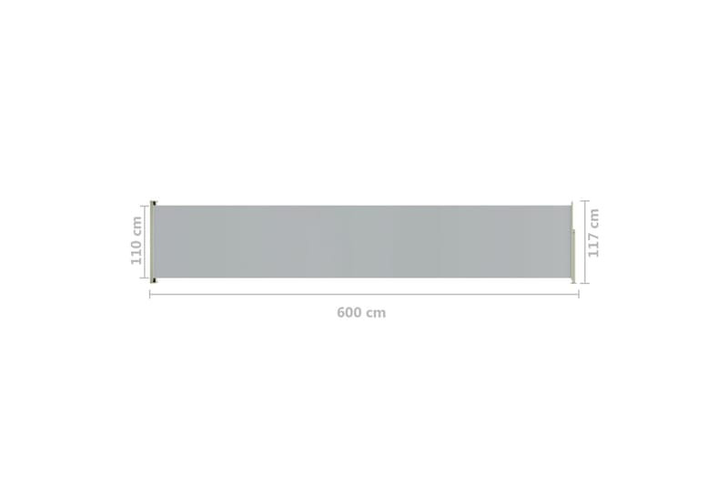 Infällbar sidomarkis 117x600 cm grå - Grå - Utemöbler - Solskydd - Markiser - Sidomarkis