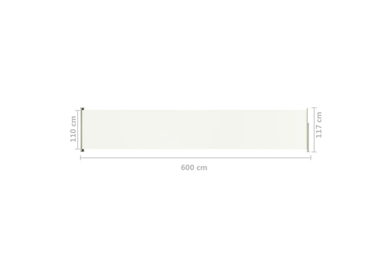 Infällbar sidomarkis 117x600 cm gräddvit - Vit - Utemöbler - Solskydd - Markiser - Sidomarkis