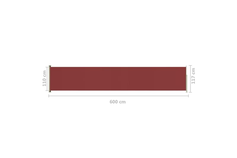Infällbar sidomarkis 117x600 cm röd - Röd - Utemöbler - Solskydd - Markiser - Sidomarkis