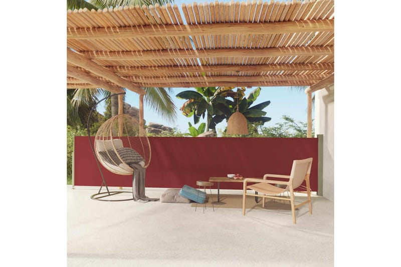 Infällbar sidomarkis 117x600 cm röd - Röd - Utemöbler - Solskydd - Markiser - Sidomarkis