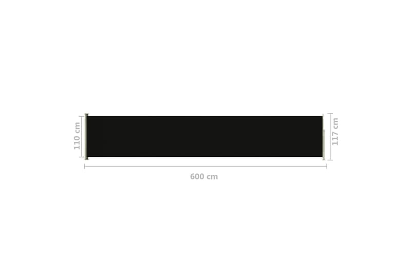 Infällbar sidomarkis 117x600 cm svart - Svart - Utemöbler - Solskydd - Markiser - Sidomarkis