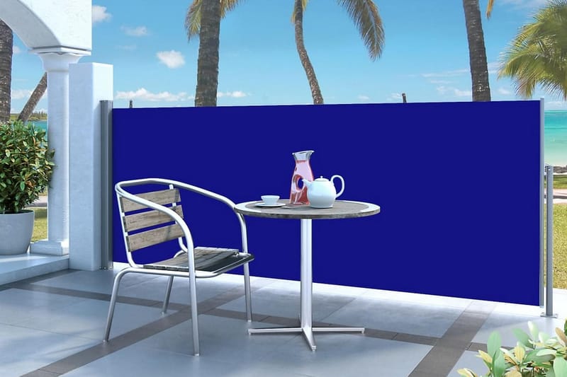 Infällbar sidomarkis 140x300 cm blå - Blå - Utemöbler - Solskydd - Markiser - Sidomarkis