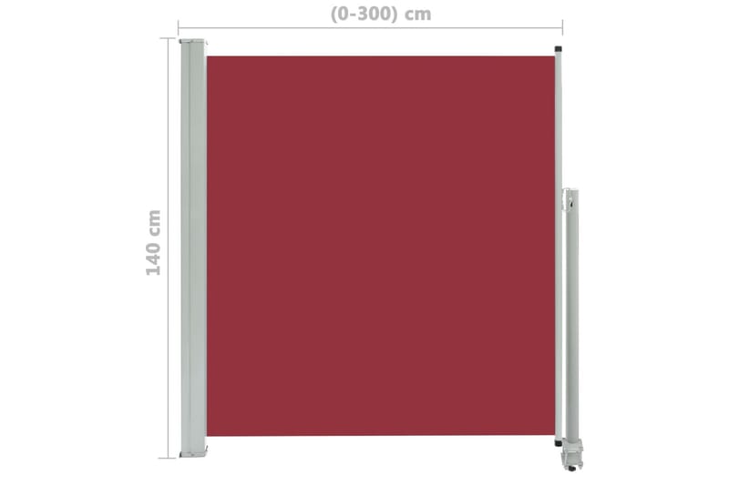 Infällbar sidomarkis 140x300 cm röd - Röd - Utemöbler - Solskydd - Markiser - Sidomarkis