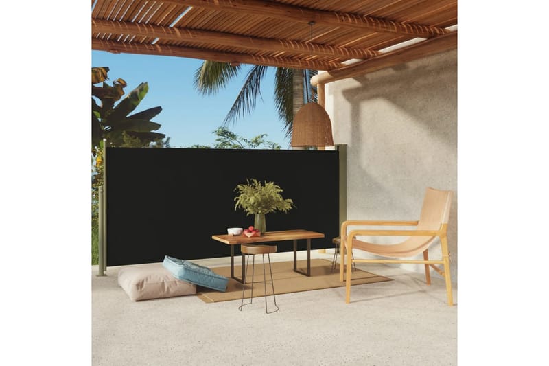 Infällbar sidomarkis 140x300 cm svart - Svart - Utemöbler - Solskydd - Markiser - Sidomarkis
