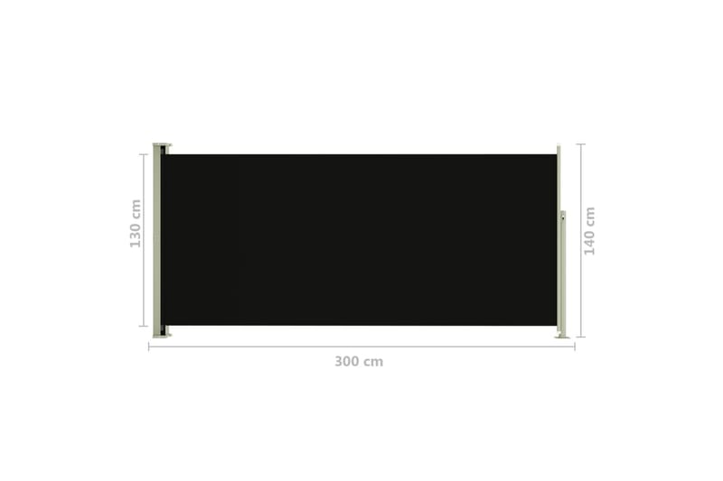 Infällbar sidomarkis 140x300 cm svart - Svart - Utemöbler - Solskydd - Markiser - Sidomarkis