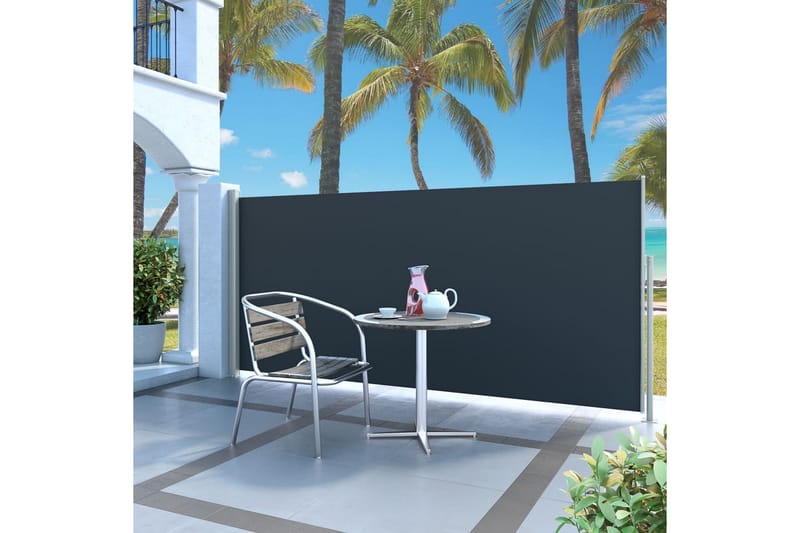 Infällbar sidomarkis 140x300 cm svart - Svart - Utemöbler - Solskydd - Markiser - Sidomarkis