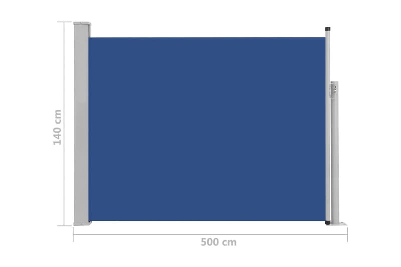 Infällbar sidomarkis 140x500 cm blå - Blå - Utemöbler - Solskydd - Markiser - Sidomarkis