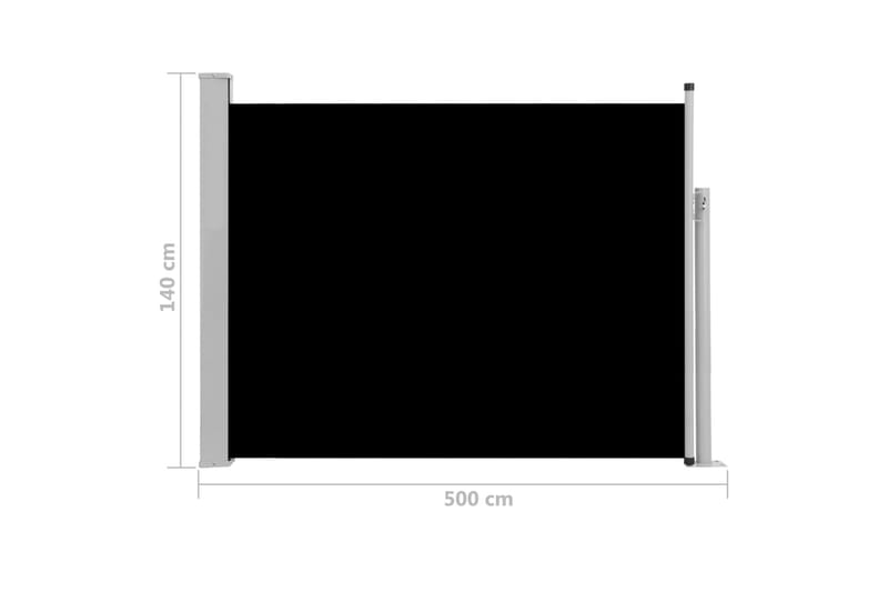 Infällbar sidomarkis 140x500 cm svart - Svart - Utemöbler - Solskydd - Markiser - Sidomarkis