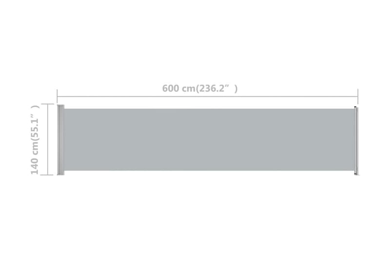Infällbar sidomarkis 140x600 cm grå - Grå - Sidomarkis - Skärmskydd & vindskydd - Markiser