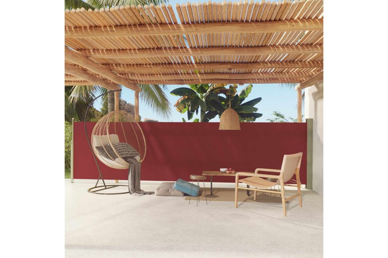 Infällbar sidomarkis 140x600 cm röd - Röd - Utemöbler - Solskydd - Markiser - Sidomarkis