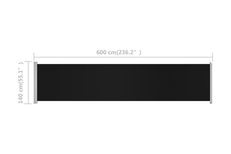 Infällbar sidomarkis 140x600 cm svart - Svart - Sidomarkis - Skärmskydd & vindskydd - Markiser