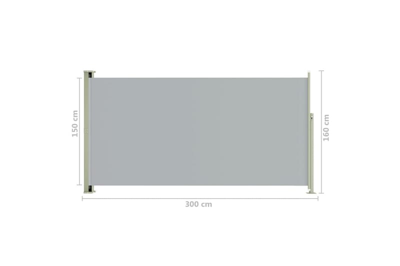 Infällbar sidomarkis 160x300 cm grå - Grå - Utemöbler - Solskydd - Markiser - Sidomarkis