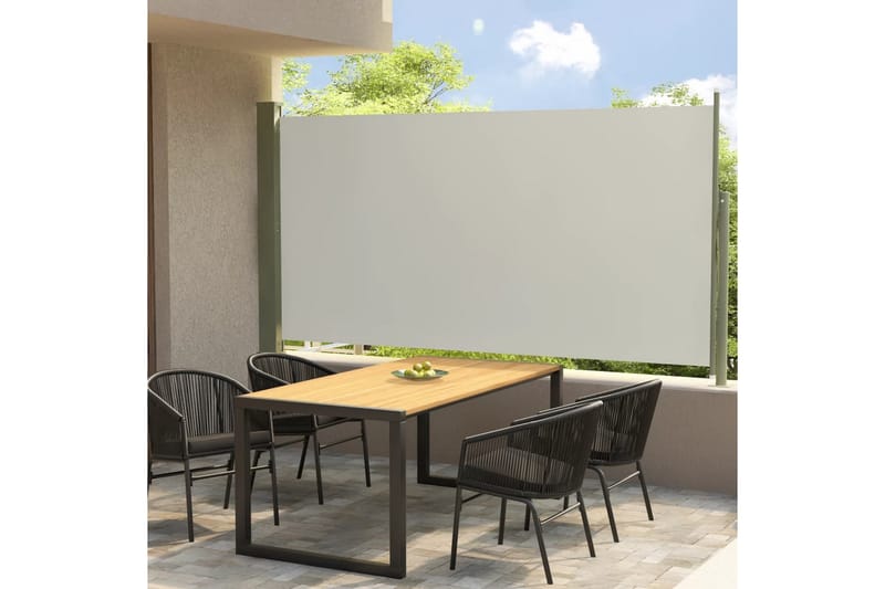 Infällbar sidomarkis 160x300 cm gräddvit - Vit - Utemöbler - Solskydd - Markiser - Sidomarkis