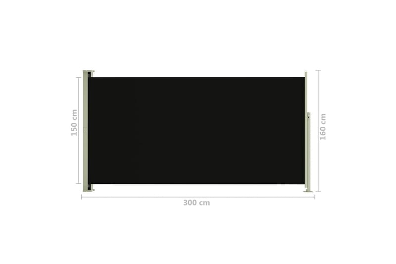 Infällbar sidomarkis 160x300 cm svart - Svart - Utemöbler - Solskydd - Markiser - Sidomarkis