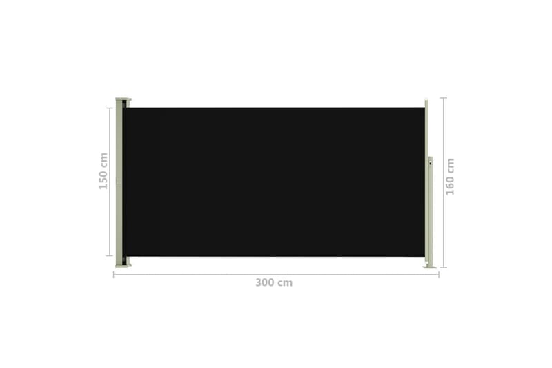 Infällbar sidomarkis 160x300 cm svart - Svart - Utemöbler - Solskydd - Markiser - Sidomarkis