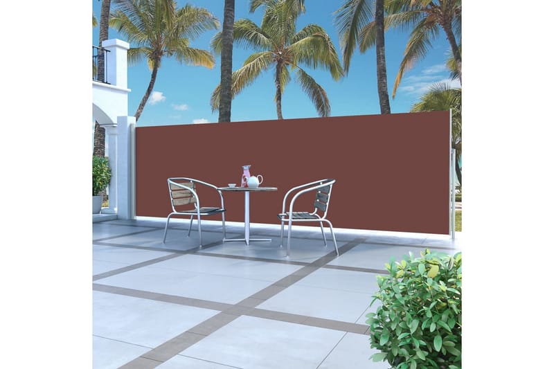 Infällbar sidomarkis 160x500 cm brun - Brun - Utemöbler - Solskydd - Markiser - Sidomarkis