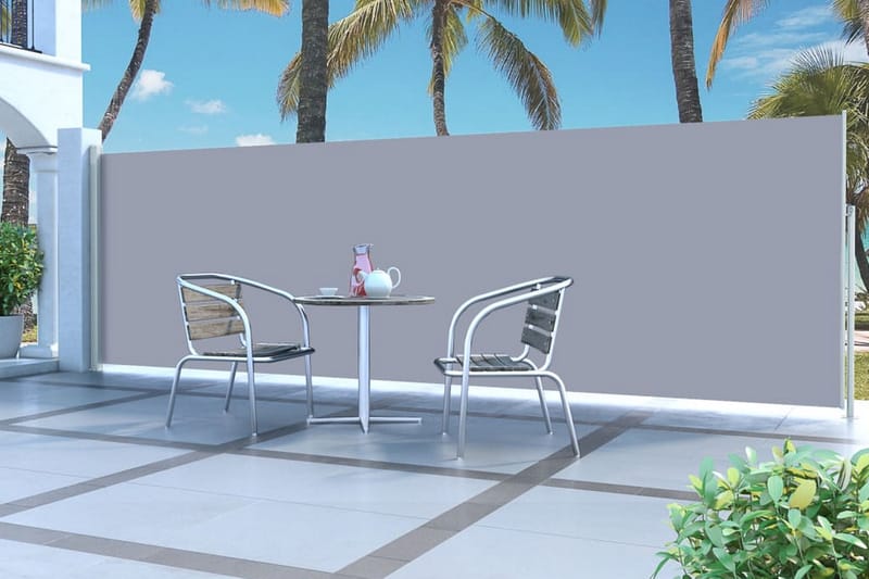Infällbar sidomarkis 160x500 cm grå - Grå - Utemöbler - Solskydd - Markiser - Sidomarkis