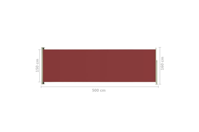 Infällbar sidomarkis 160x500 cm röd - Röd - Utemöbler - Solskydd - Markiser - Sidomarkis
