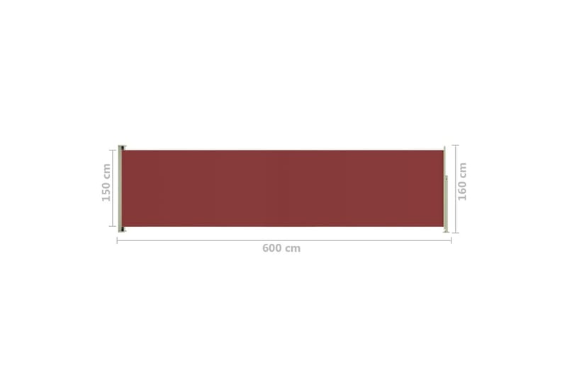 Infällbar sidomarkis 160x600 cm röd - Röd - Sidomarkis - Skärmskydd & vindskydd - Markiser