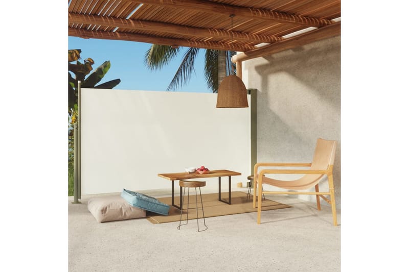 Infällbar sidomarkis 170x300 cm gräddvit - Vit - Utemöbler - Solskydd - Markiser - Sidomarkis