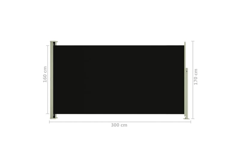 Infällbar sidomarkis 170x300 cm svart - Svart - Utemöbler - Solskydd - Markiser - Sidomarkis