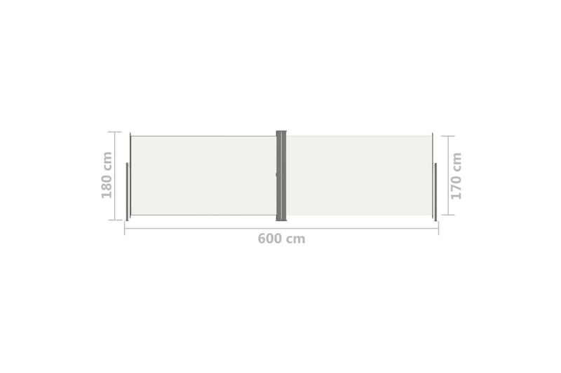 Infällbar sidomarkis 180x600 cm gräddvit - Vit - Utemöbler - Solskydd - Markiser - Sidomarkis