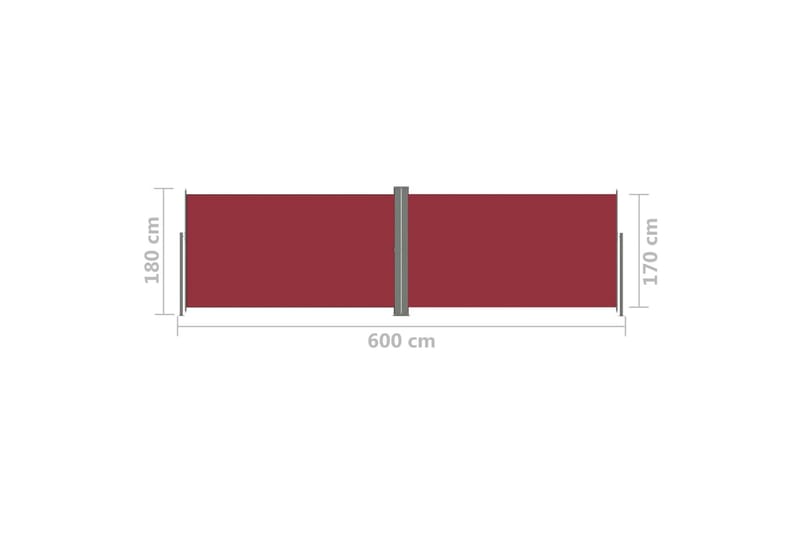 Infällbar sidomarkis 180x600 cm röd - Röd - Utemöbler - Solskydd - Markiser - Sidomarkis